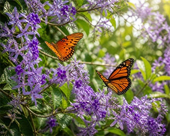 Monarch or Gulf fritillaries